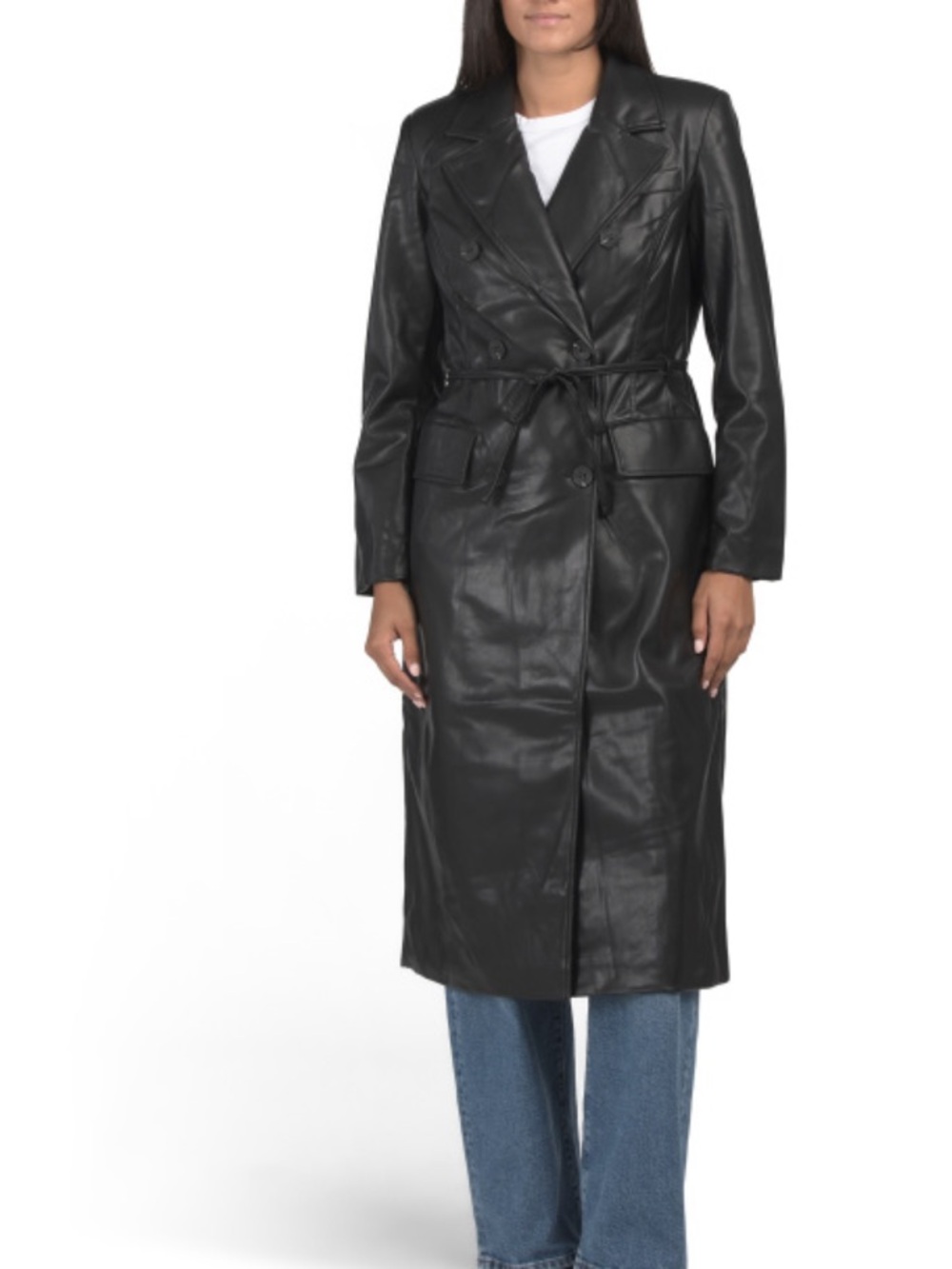 AVEC LES FILLES Belted Menswear Style Trench Coat